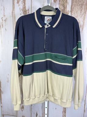 Vintage, Greenline International Long Sleeve Polo Thicker Shirt. Size Large.
